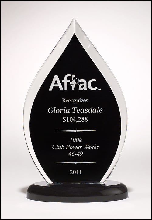 Acrylic Award with Black Silk Screened Back.