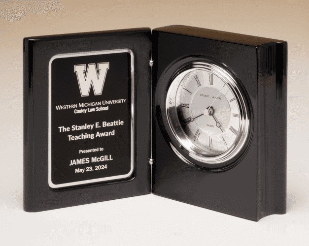 Black Piano-Finish Book Clock.