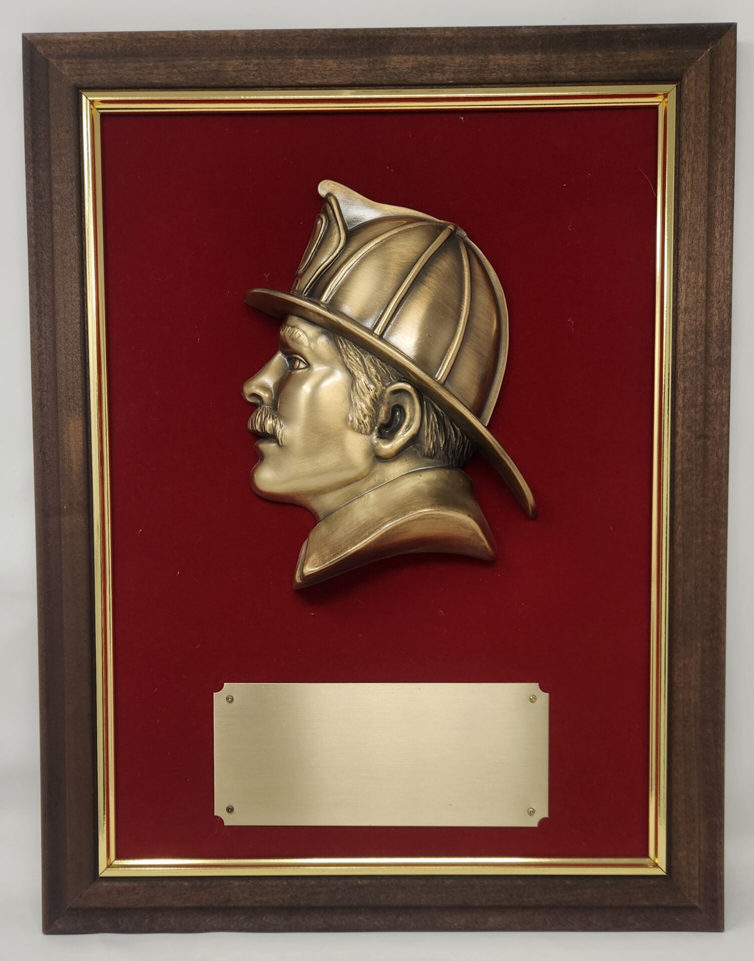 Fireman Head on Red Velvet.