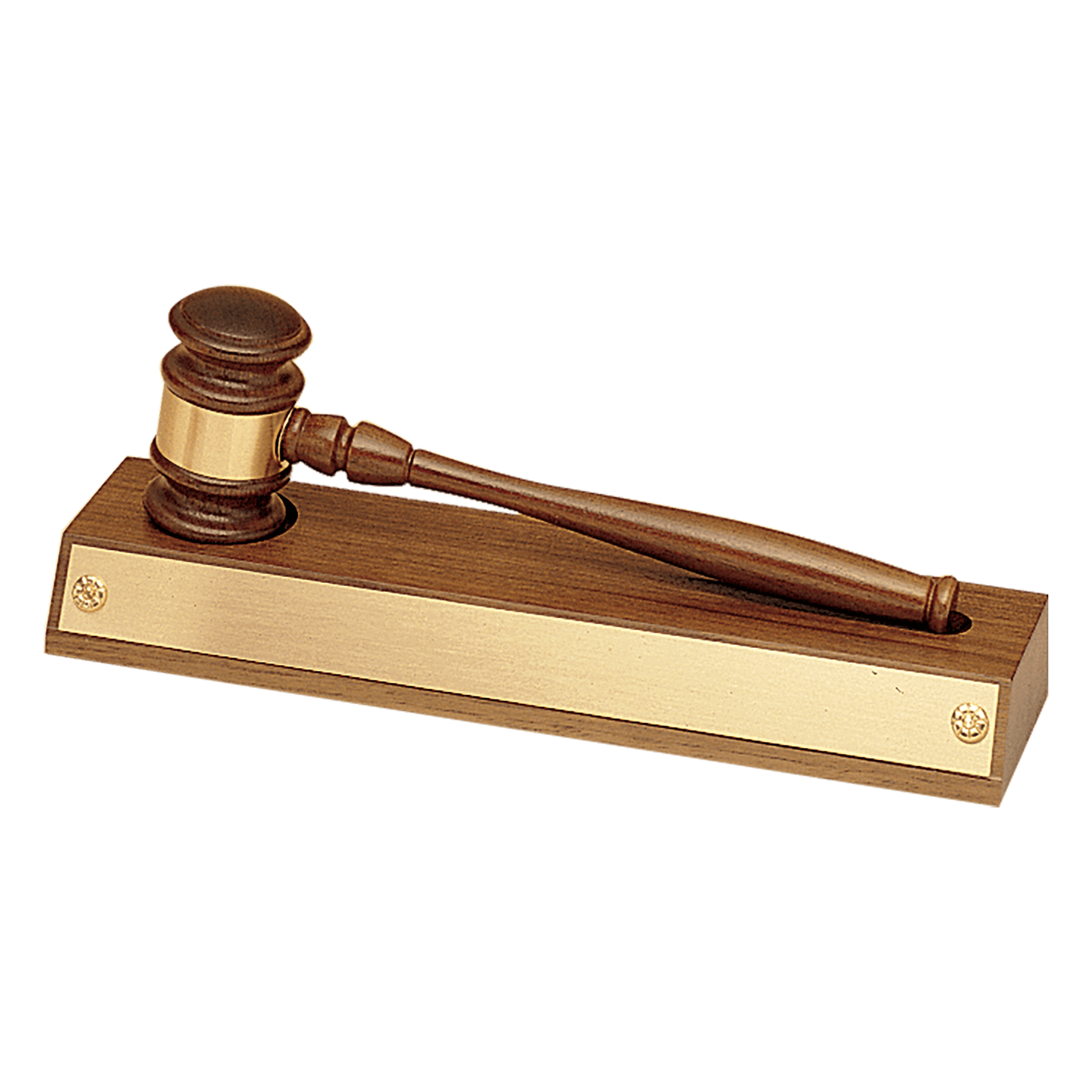 Walnut Gavel Base with Brass Plate (Base Only).