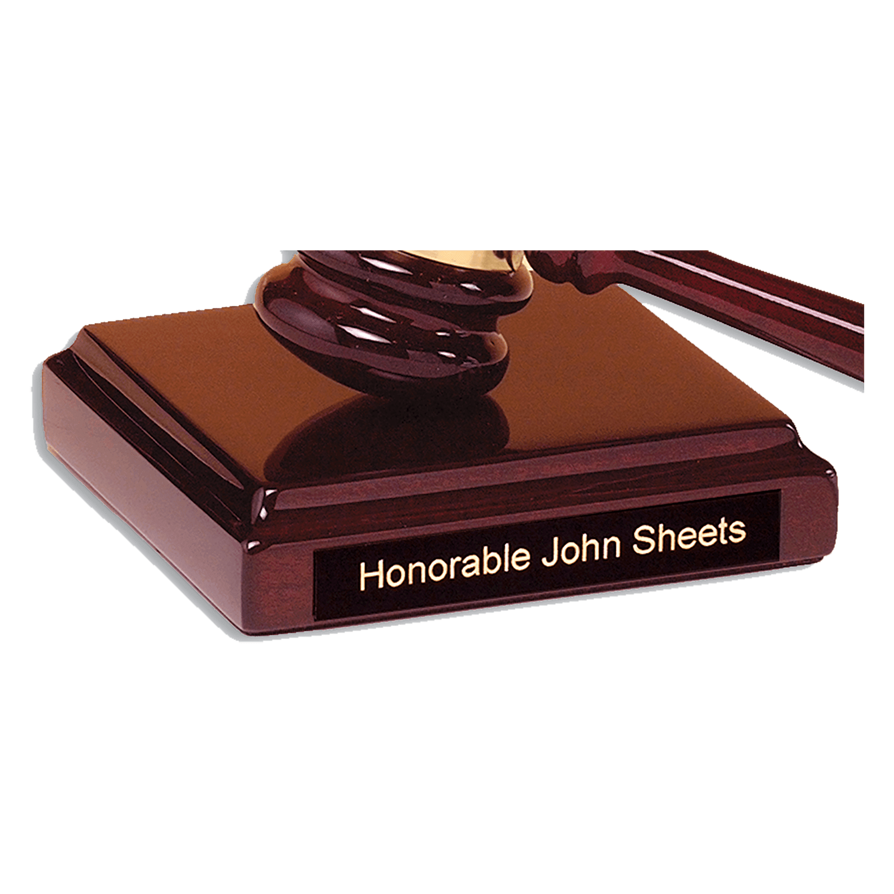 Rosewood Finish Square Gavel Sounding Block.