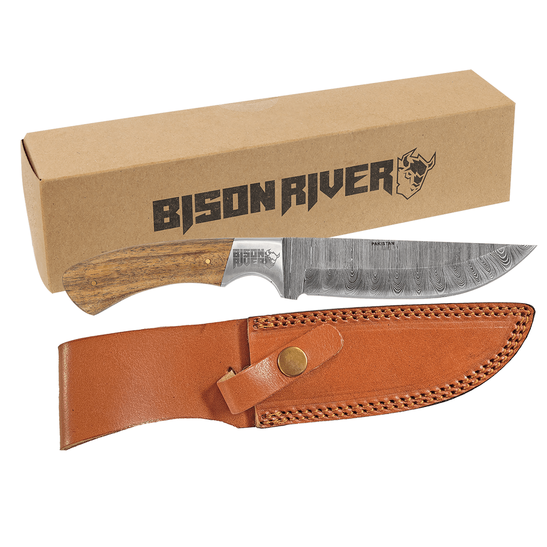 Wood Knife and Leather Sheath.