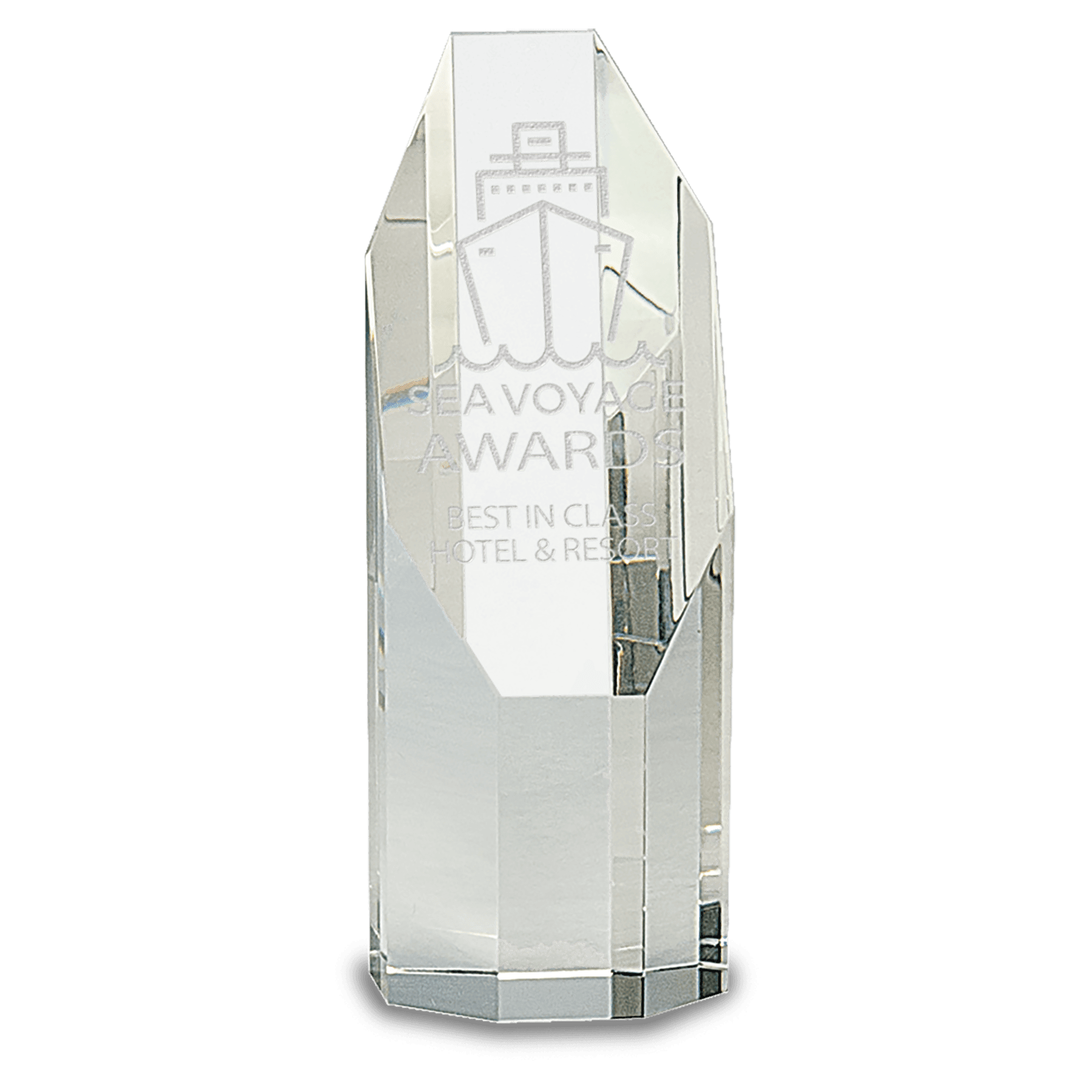 Clear Octagon Slant-Top Crystal Tower.