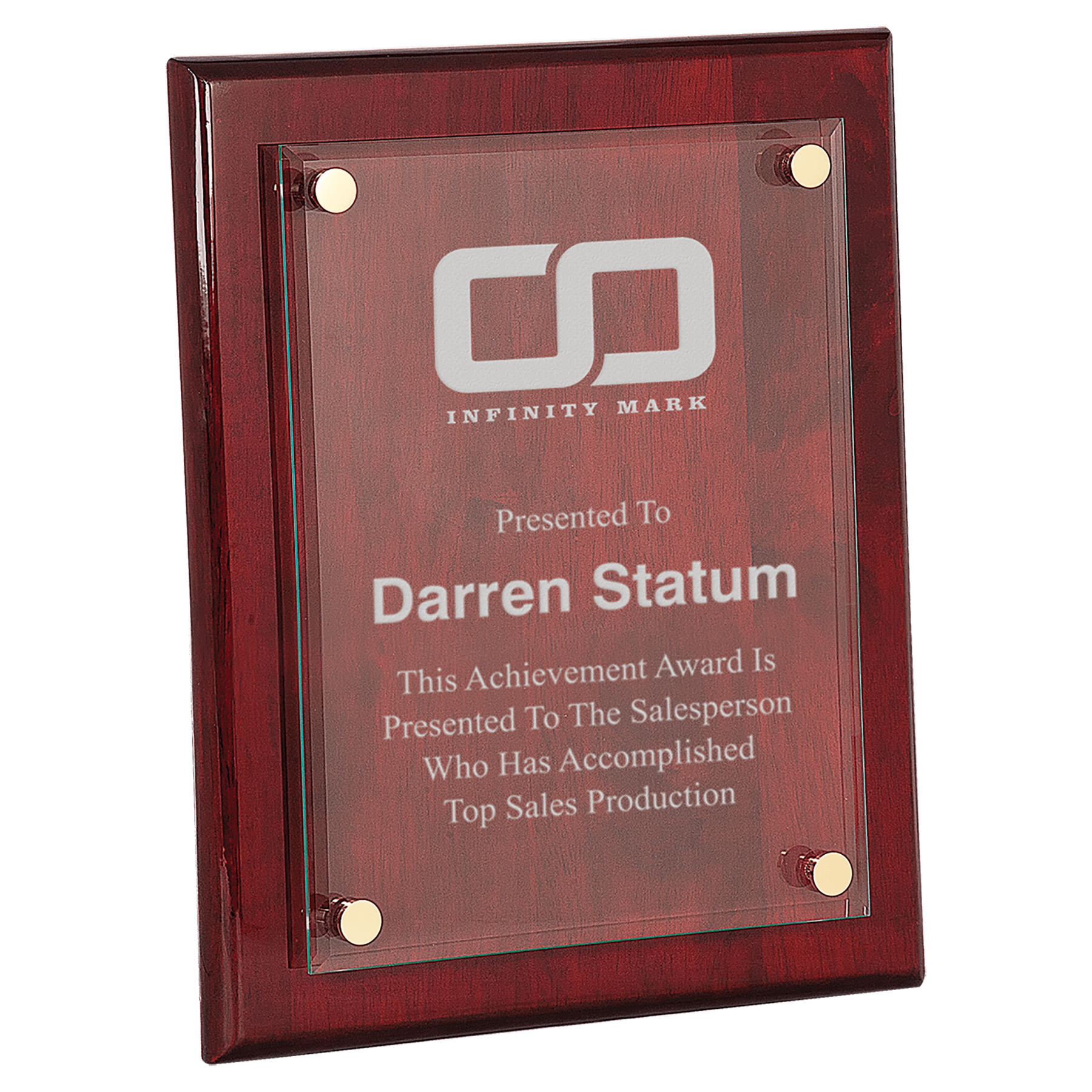 Rosewood Floating Glass Plaque.
