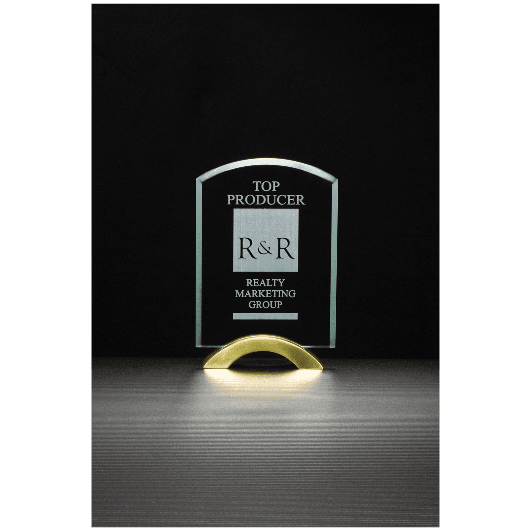 Glass Award with Gold Metal Base.