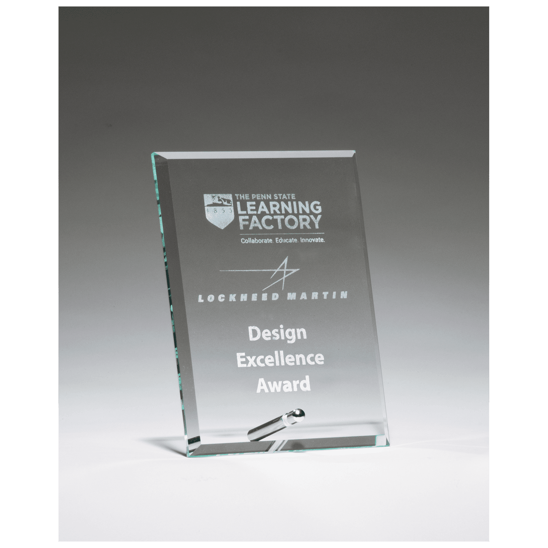 Clear Glass Award with Silver Plated Easel Post.