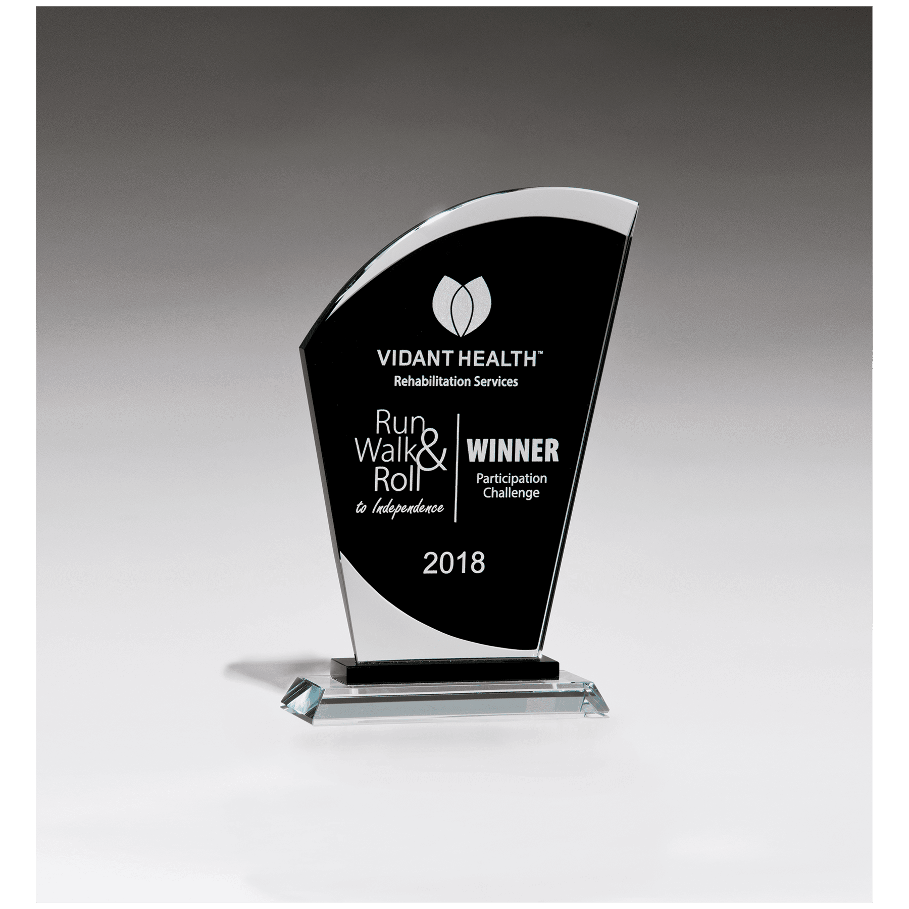 Sail Shaped Glass Award with Black Center.