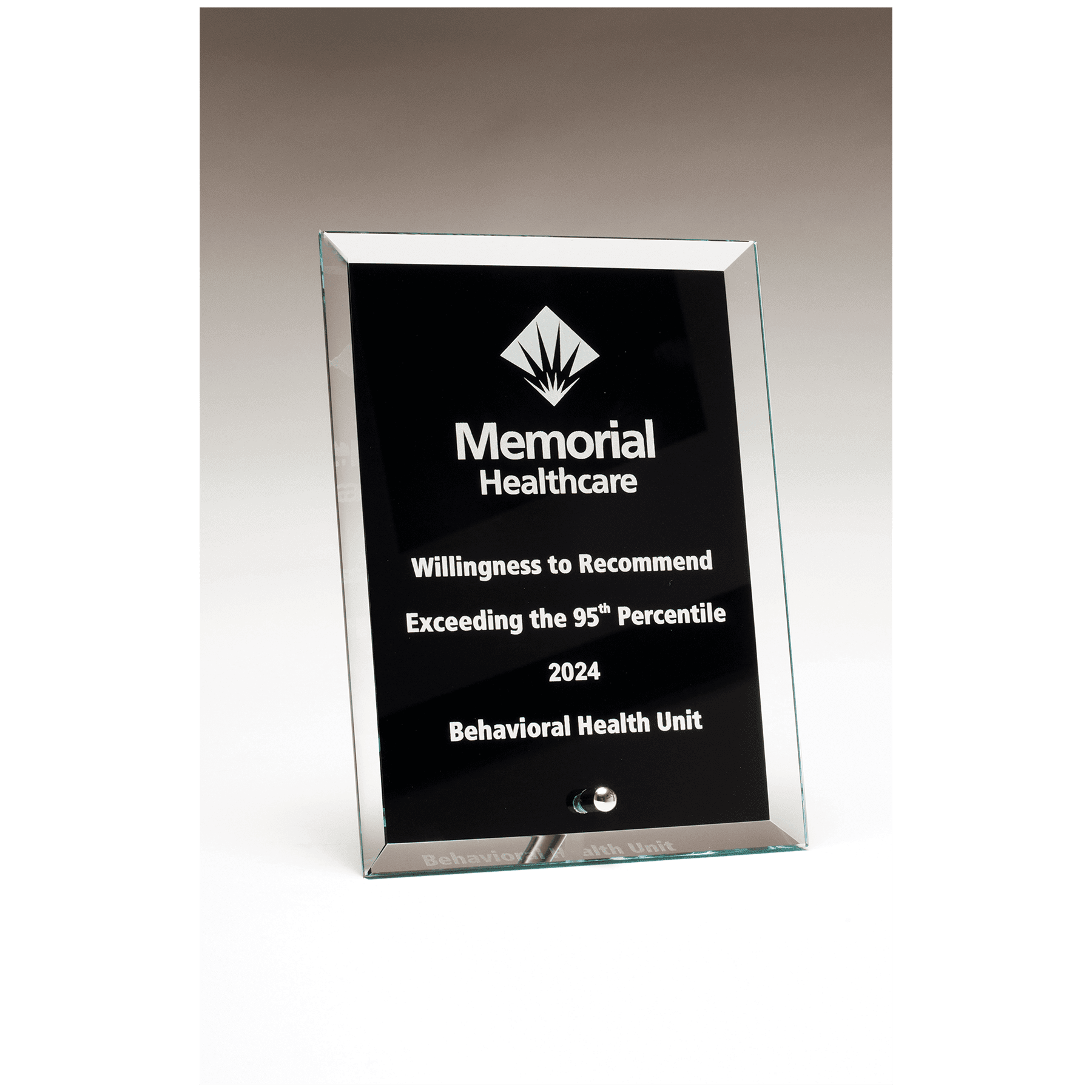 Clear Glass Plaque with Painted Black Background.