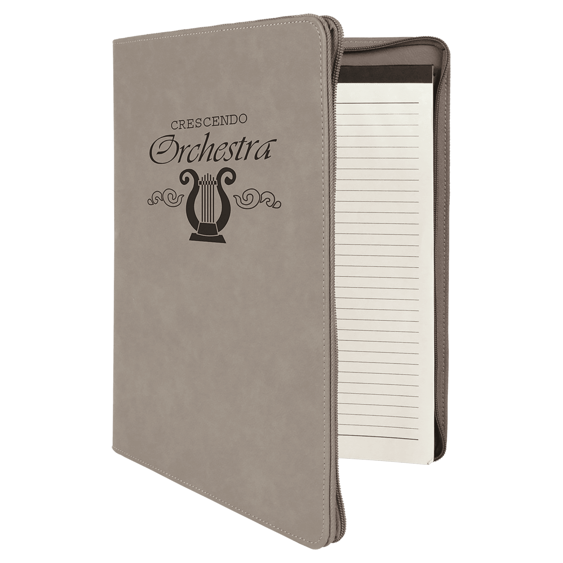 Laserable Leatherette Portfolio with Zipper/Lined Pad.