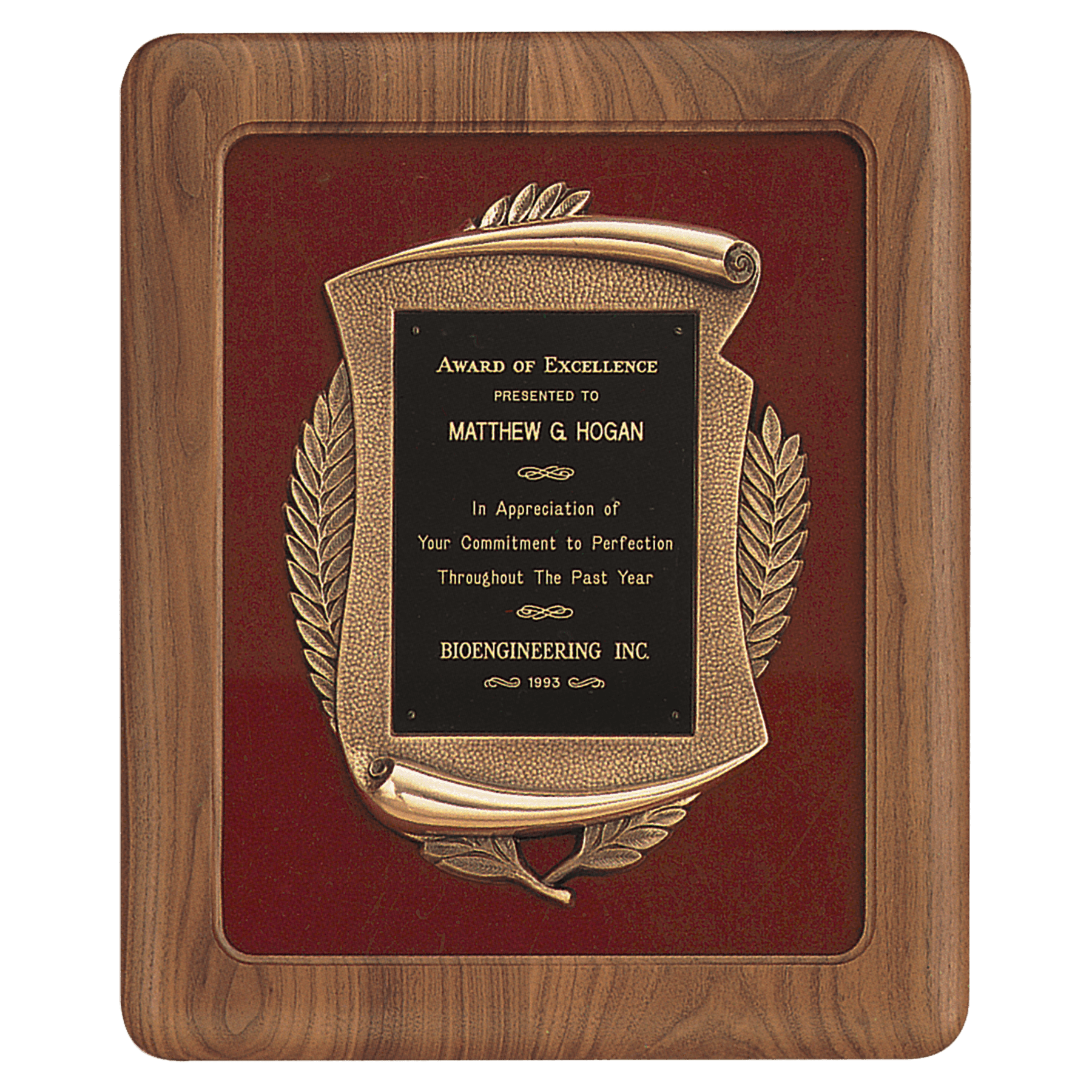 American Walnut Frame with Velour and Bronze Finish Frame.