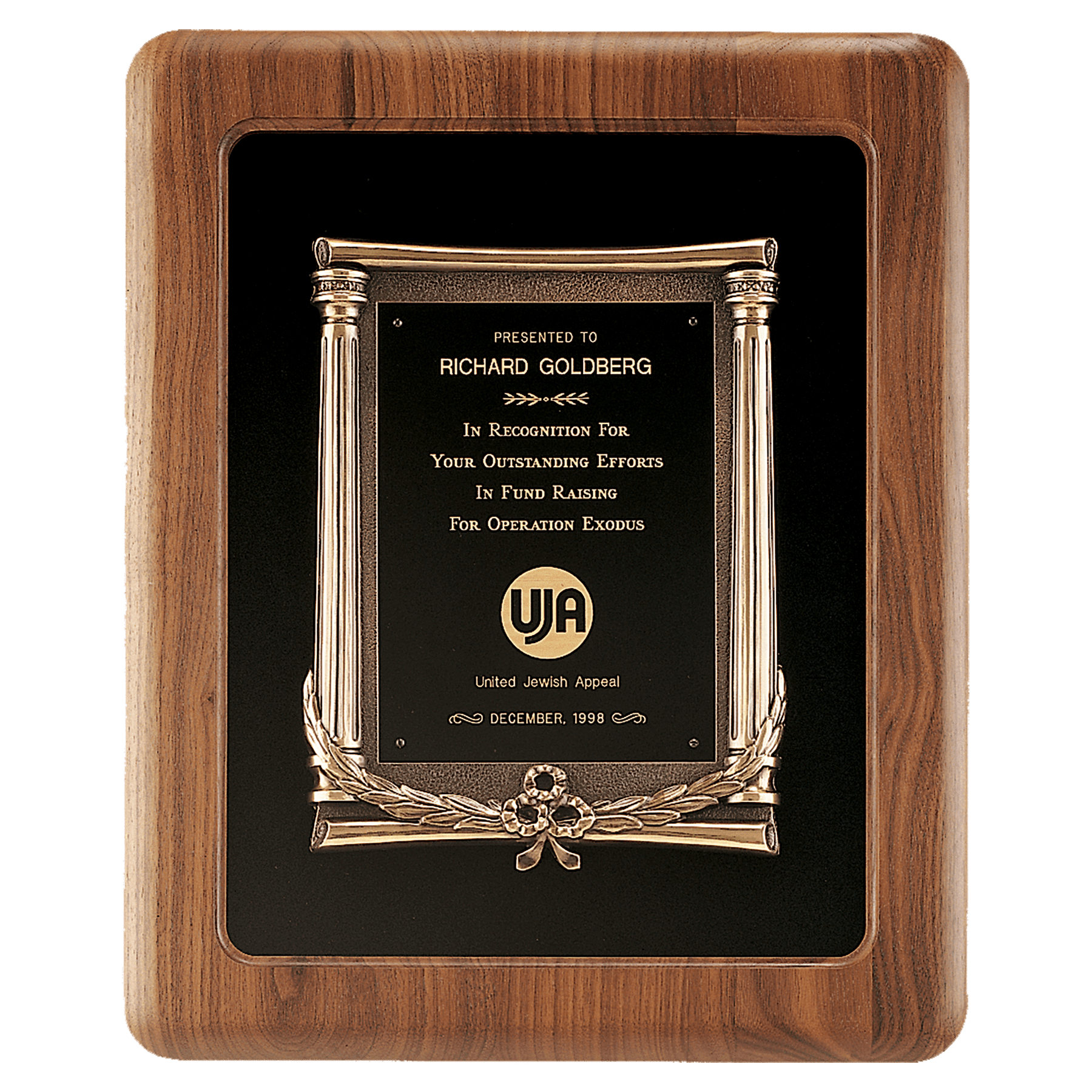 Walnut Frame with Black Back and Antique Bronze Cast Frame.