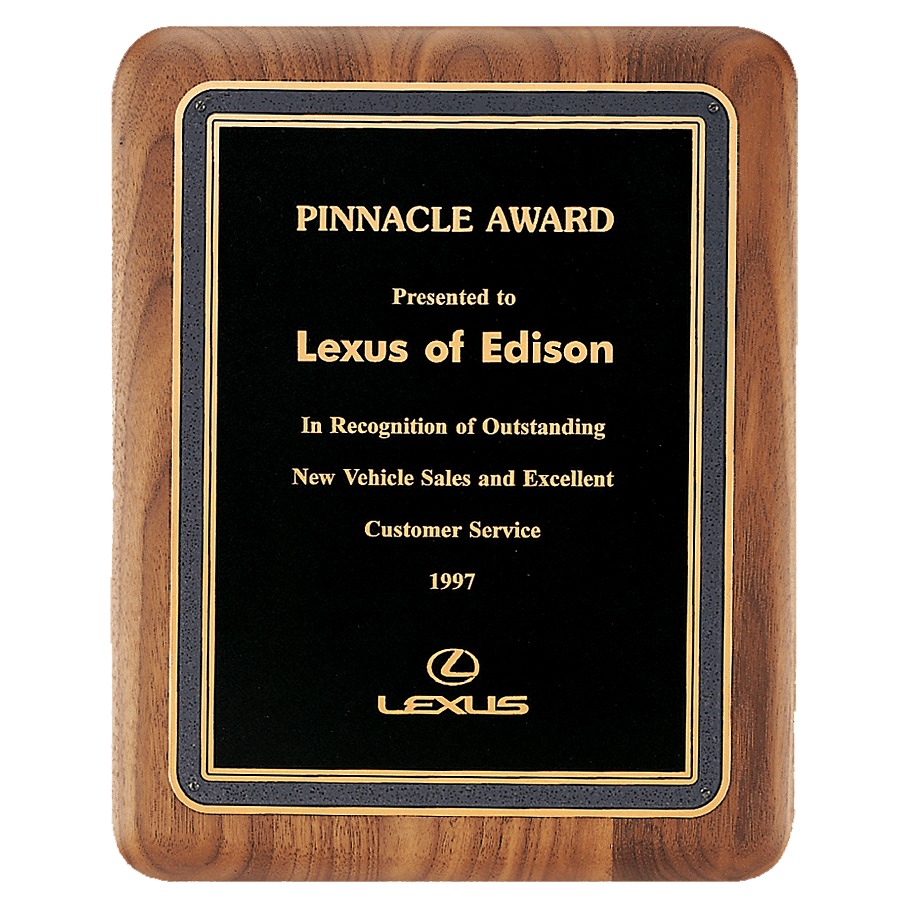 Walnut Plaque w/Textured Black Plate.