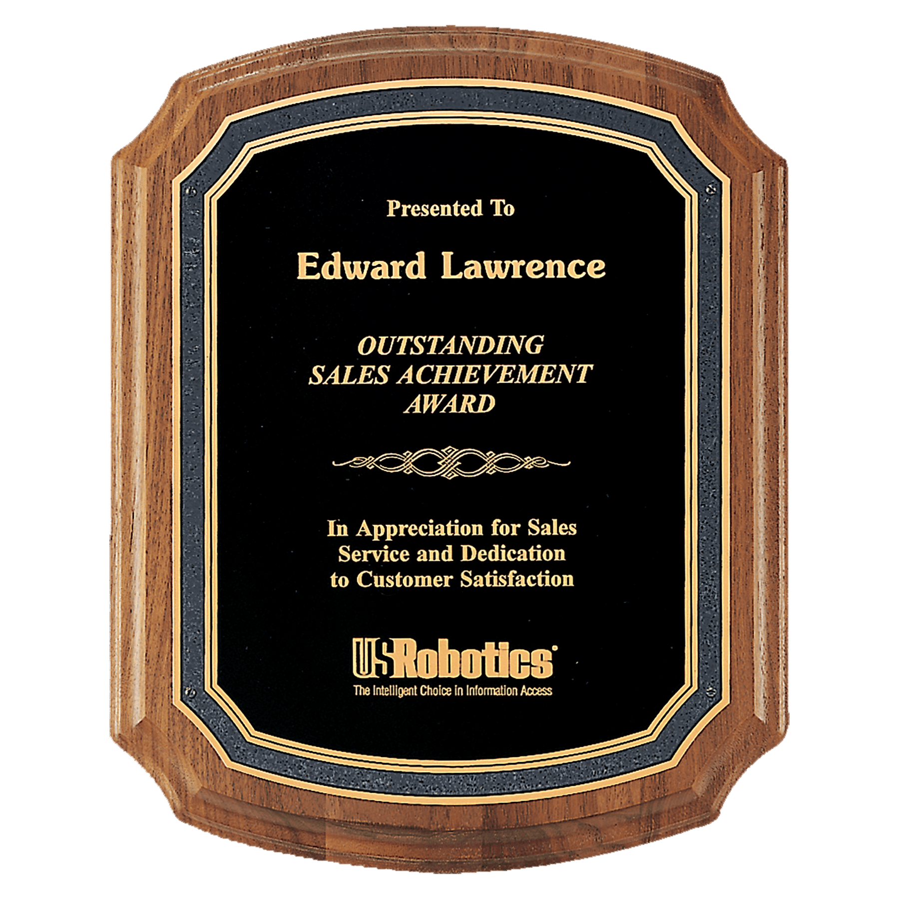 Walnut Plaque w/Textured Black Plate.