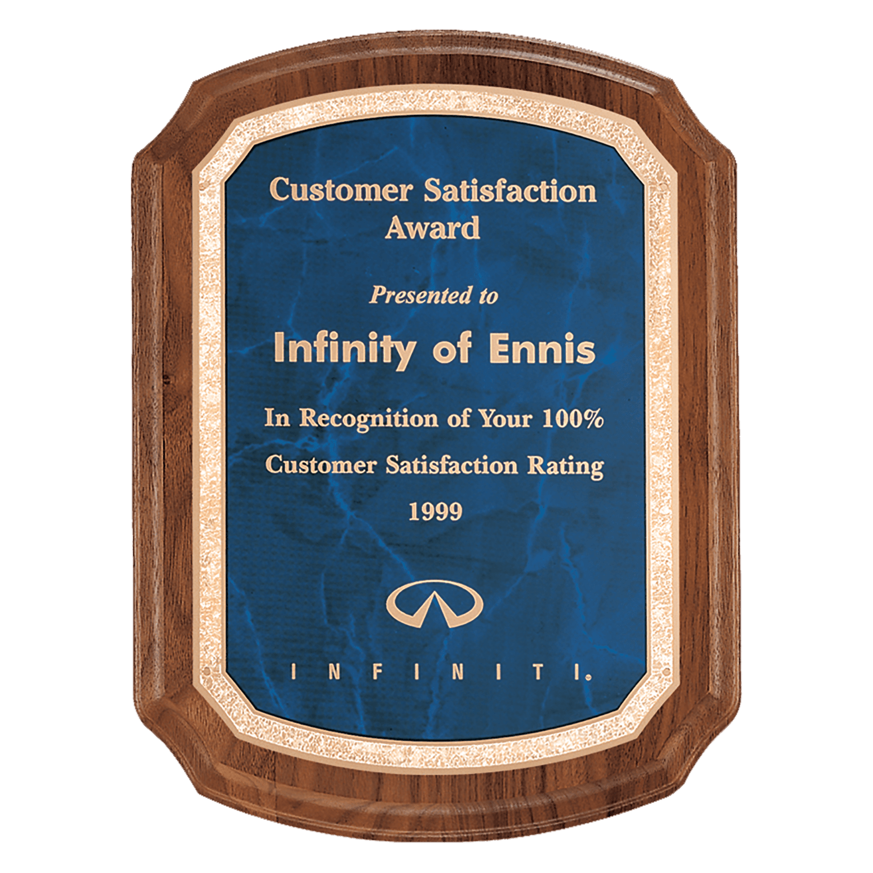 Walnut Plaque with Sapphire Plate.