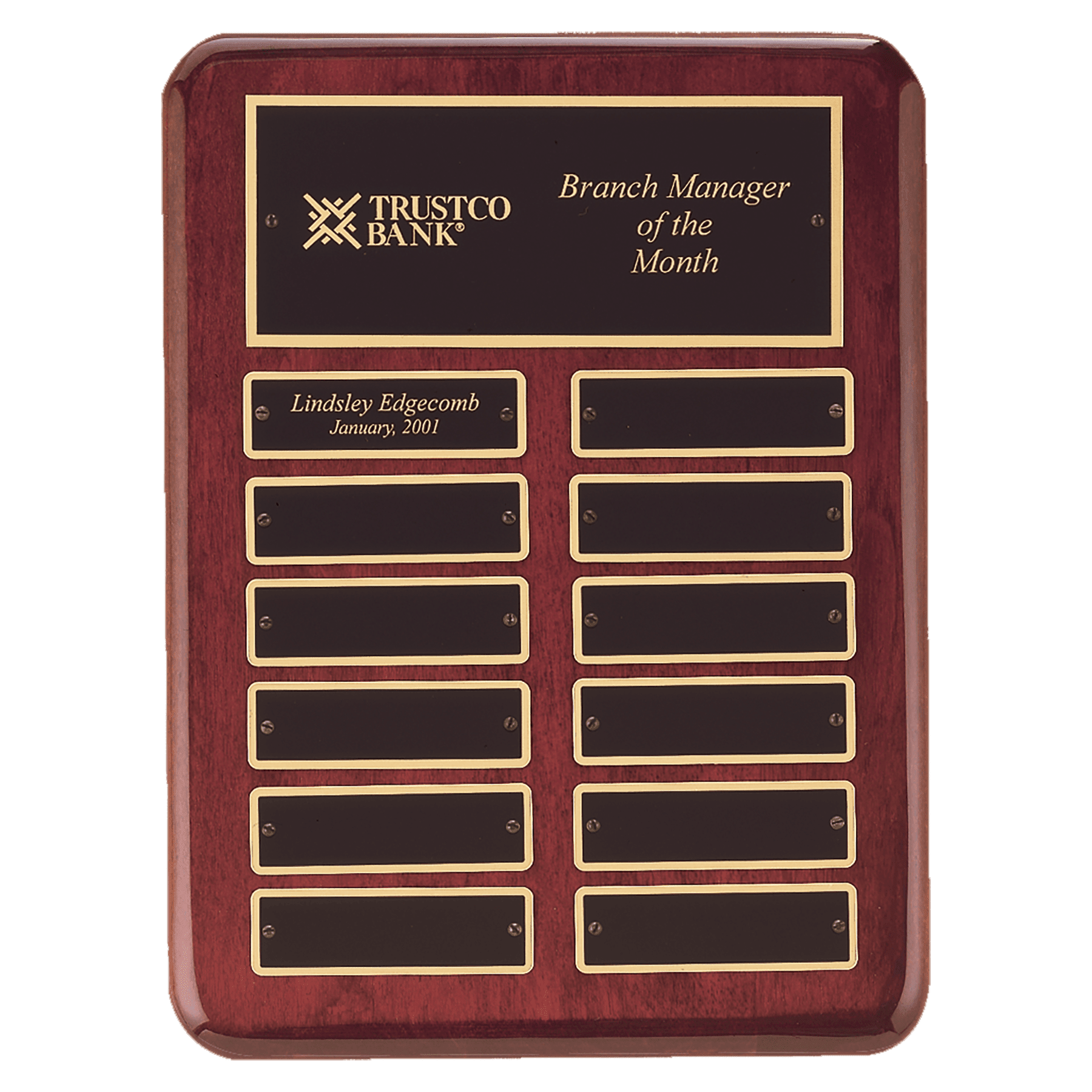 Rosewood Piano Finish Perpetual Plaque.