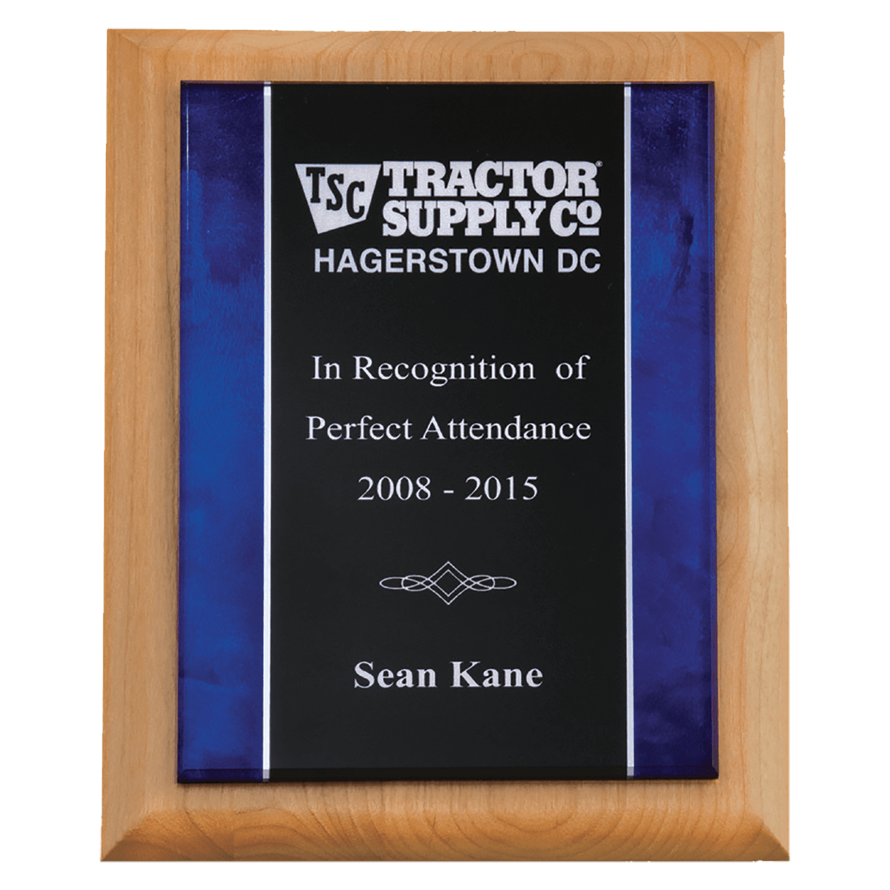 Acrylic Plate with Blue Border.