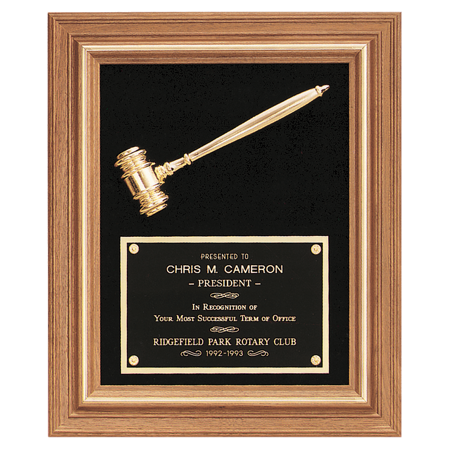 Gold Electroplated Metal Gavel on Velour.
