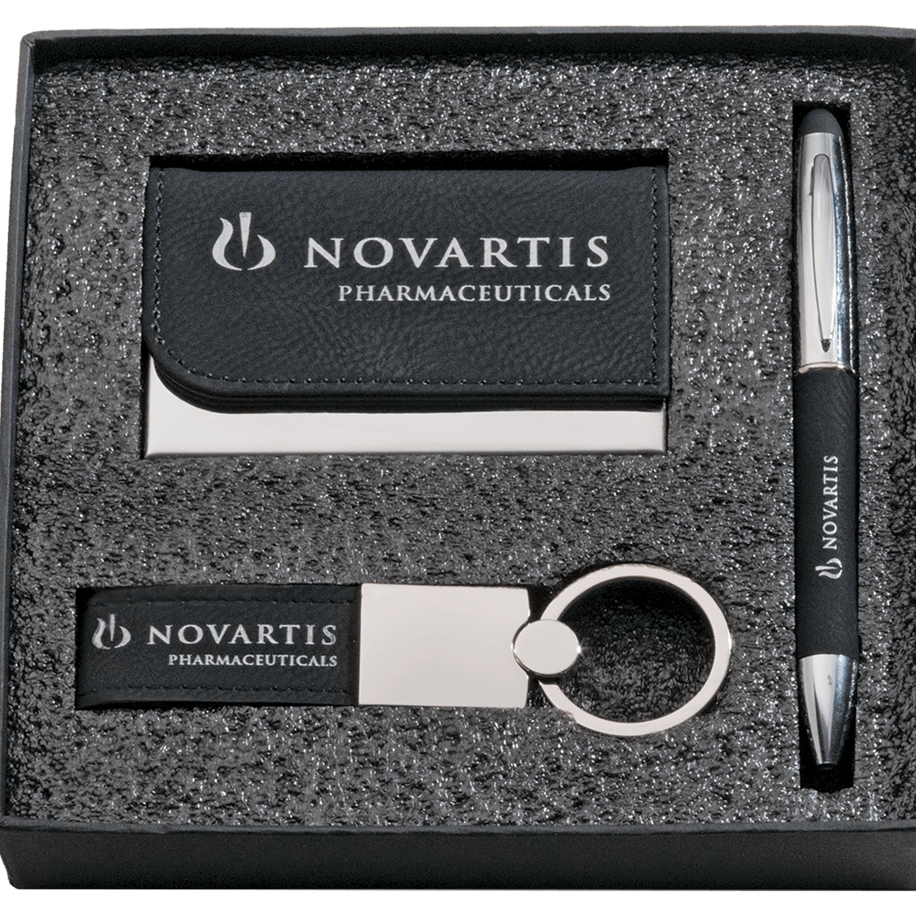 Leather Gift Set/Pen, Keychain, Business Card Holder.