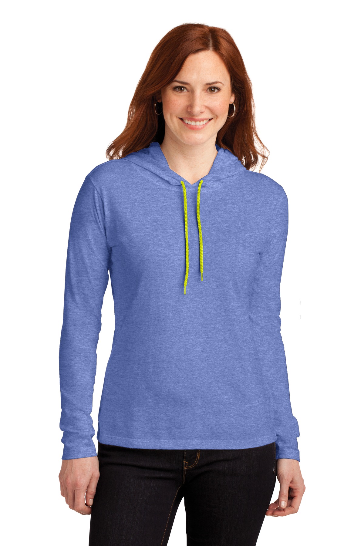 Gildan ® Ladies 100% Combed Ring Spun Cotton Long Sleeve Hooded T-Shirt. 887L
