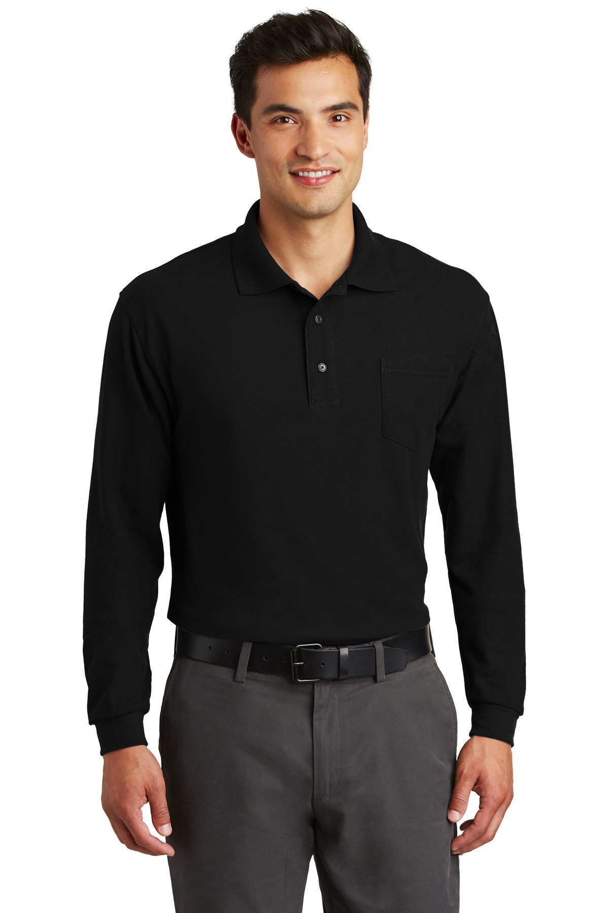 Port Authority ® Long Sleeve Silk Touch Polo with Pocket. K500LSP