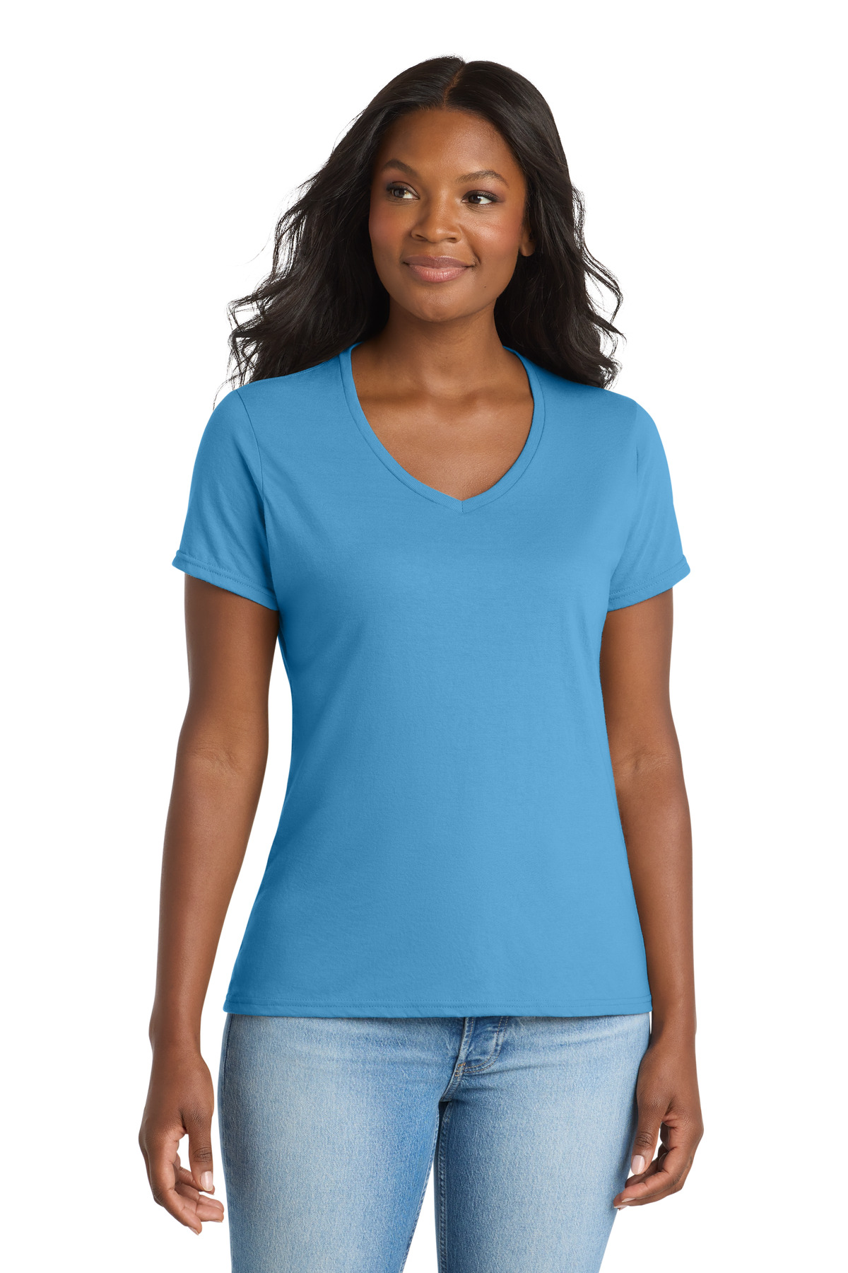 Port & Co  Women's Performance Blend V-Neck Tee. LPC381V