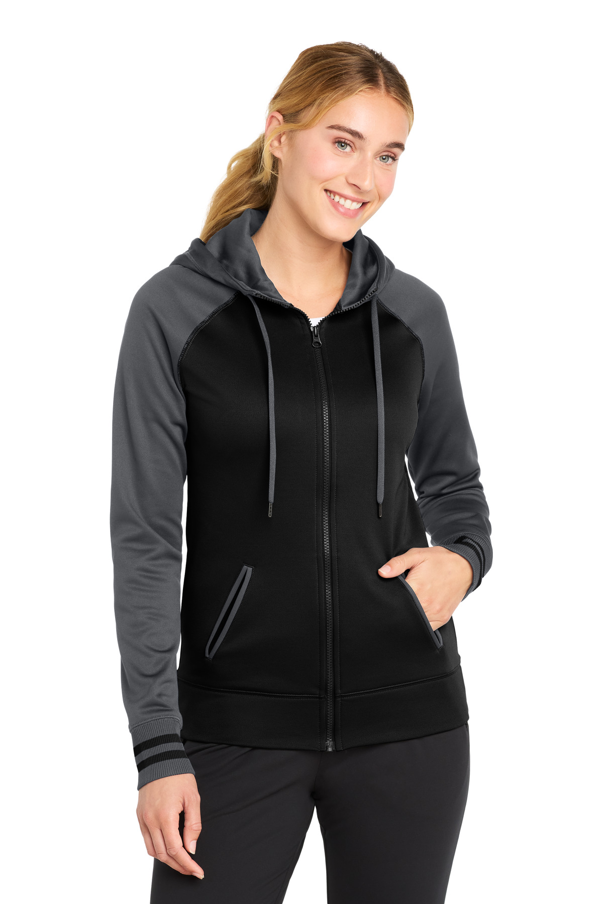 Sport-Tek ® Women's Sport-Wick ® Varsity Fleece Full-Zip Hooded Jacket. LST236