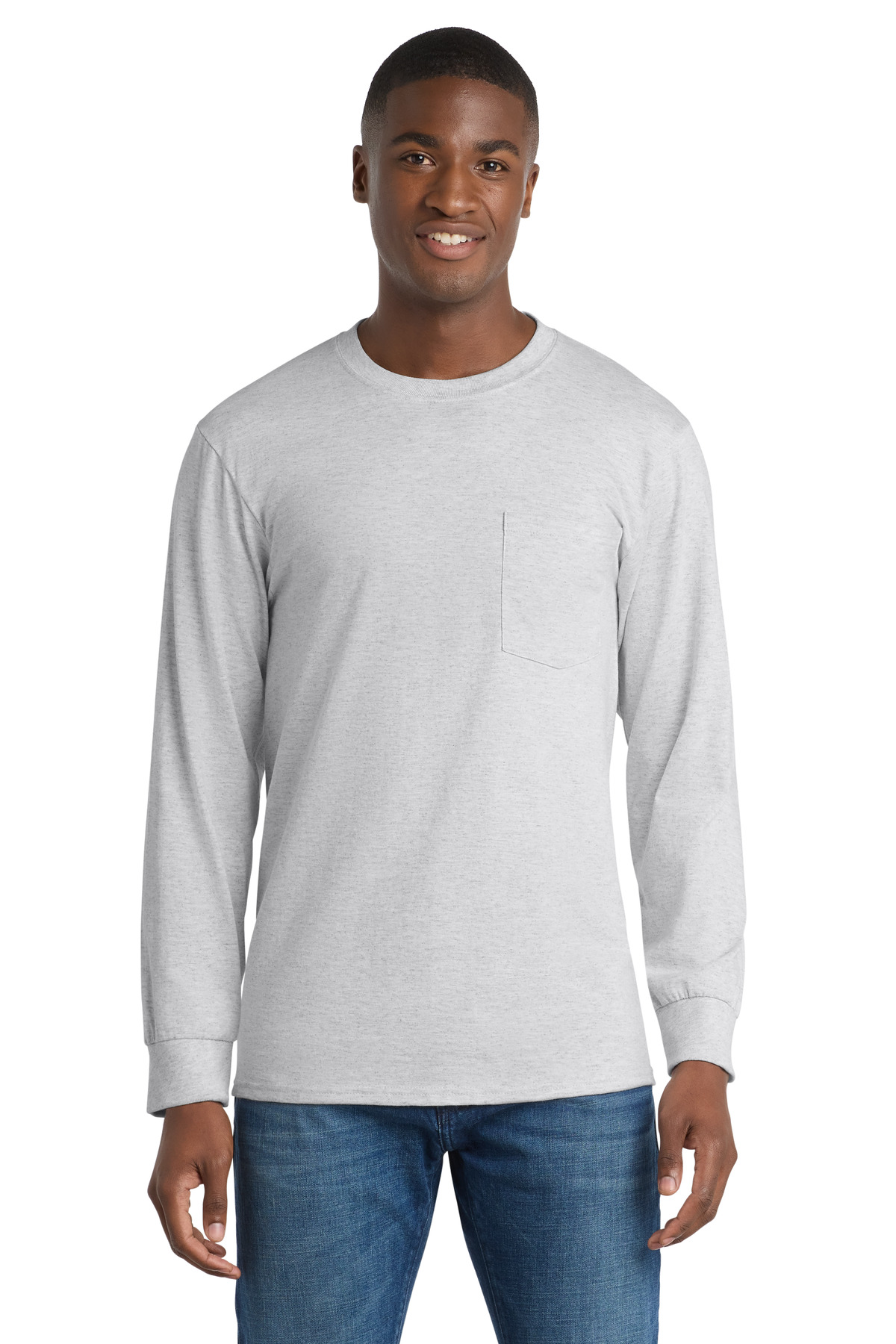 Port & Co  Long Sleeve Essential Pocket Tee. PC61LSP