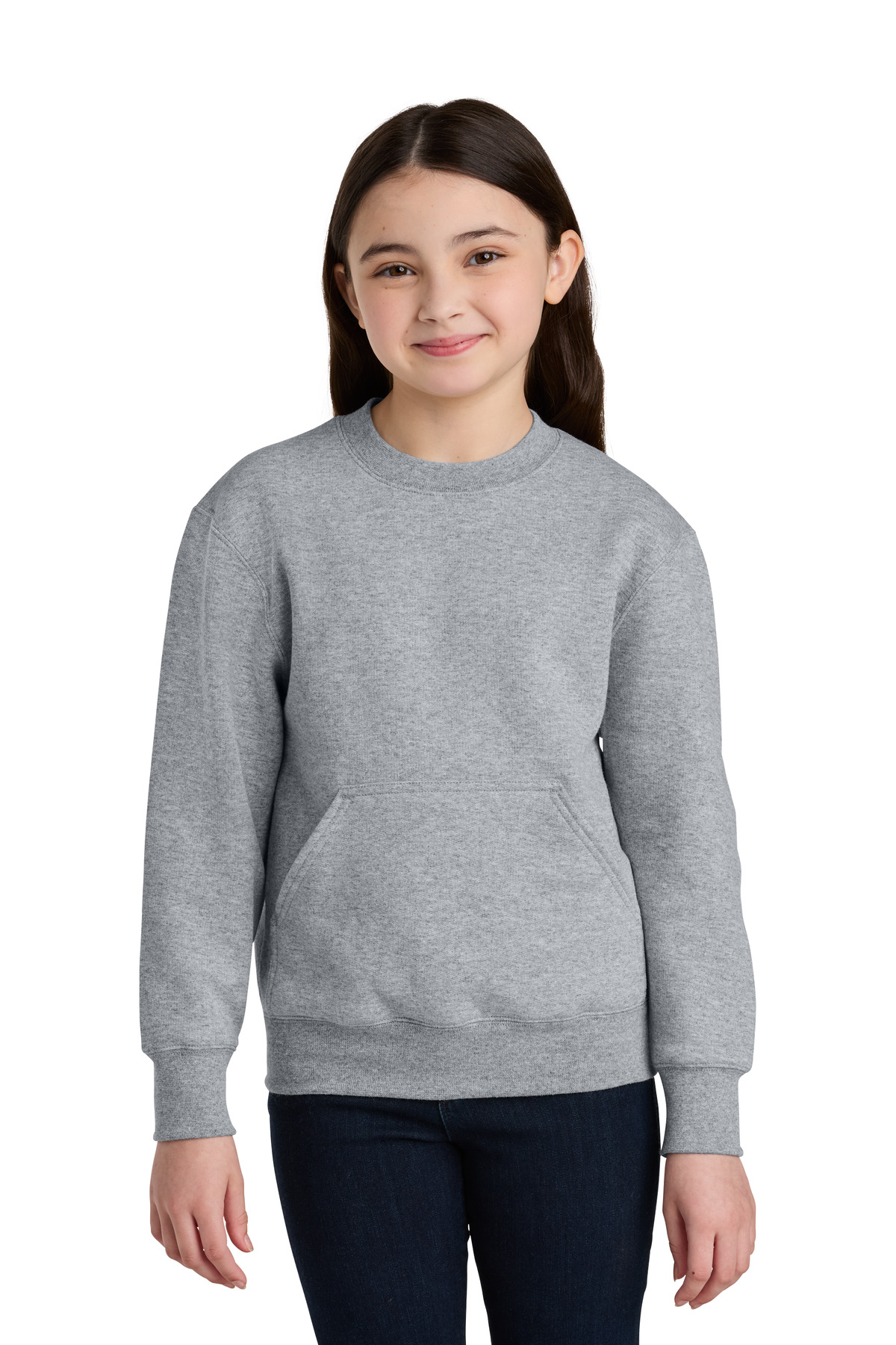 Port & Co  Youth Core Fleece Crewneck Pocket Sweatshirt PC78YPKT