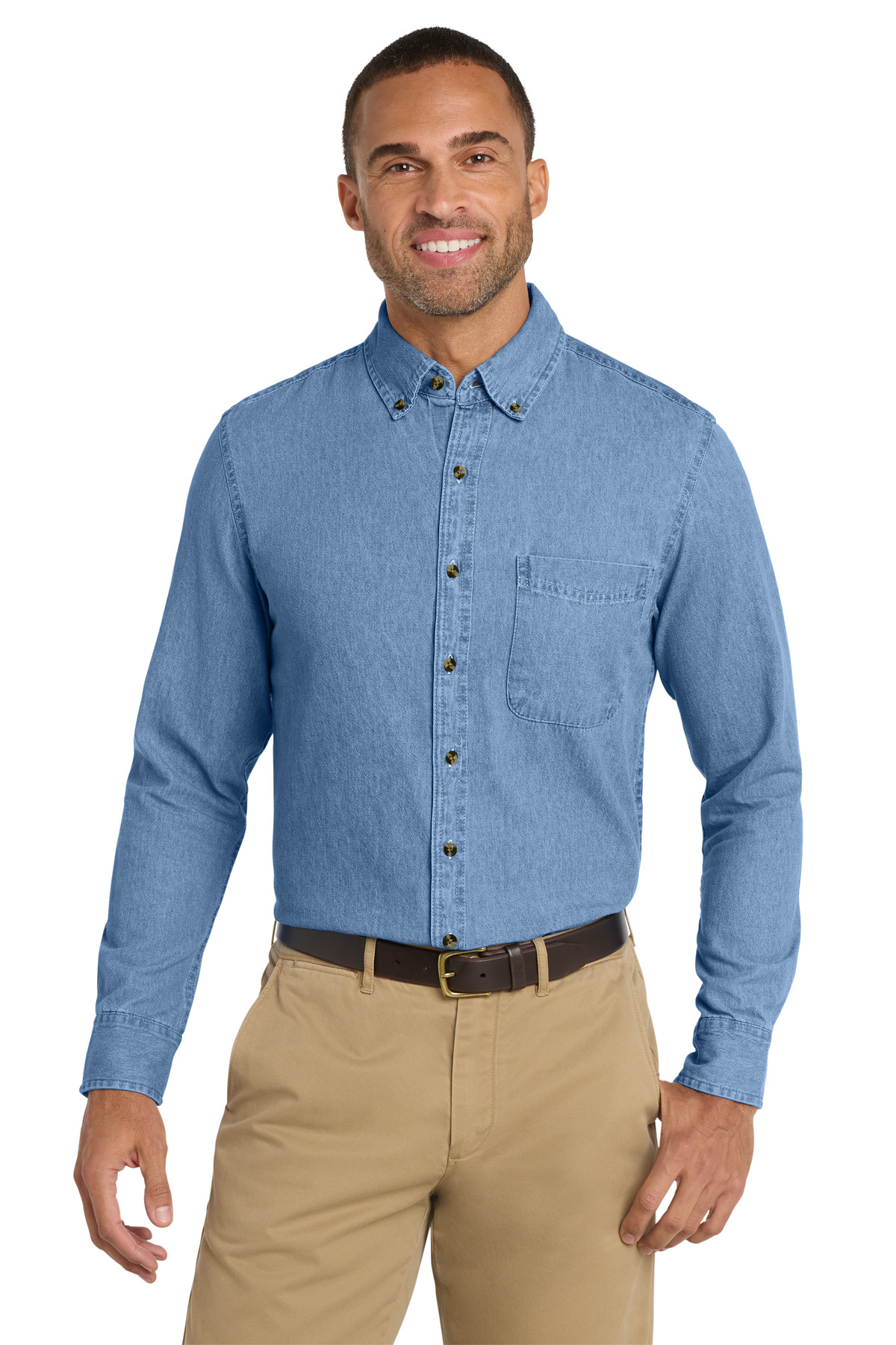 Port & Co  Long Sleeve Value Denim Shirt. SP10