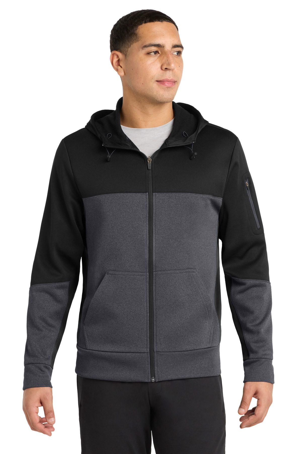 Sport-Tek ® Tech Fleece Colorblock Full-Zip Hooded Jacket. ST245