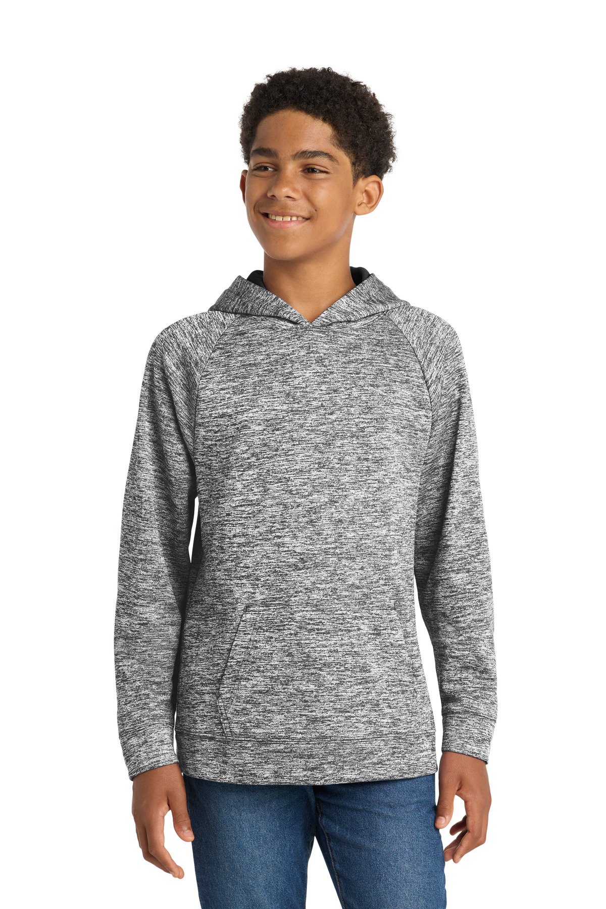 Sport-Tek ® Youth PosiCharge ® Electric Heather Fleece Hooded Pullover. YST225