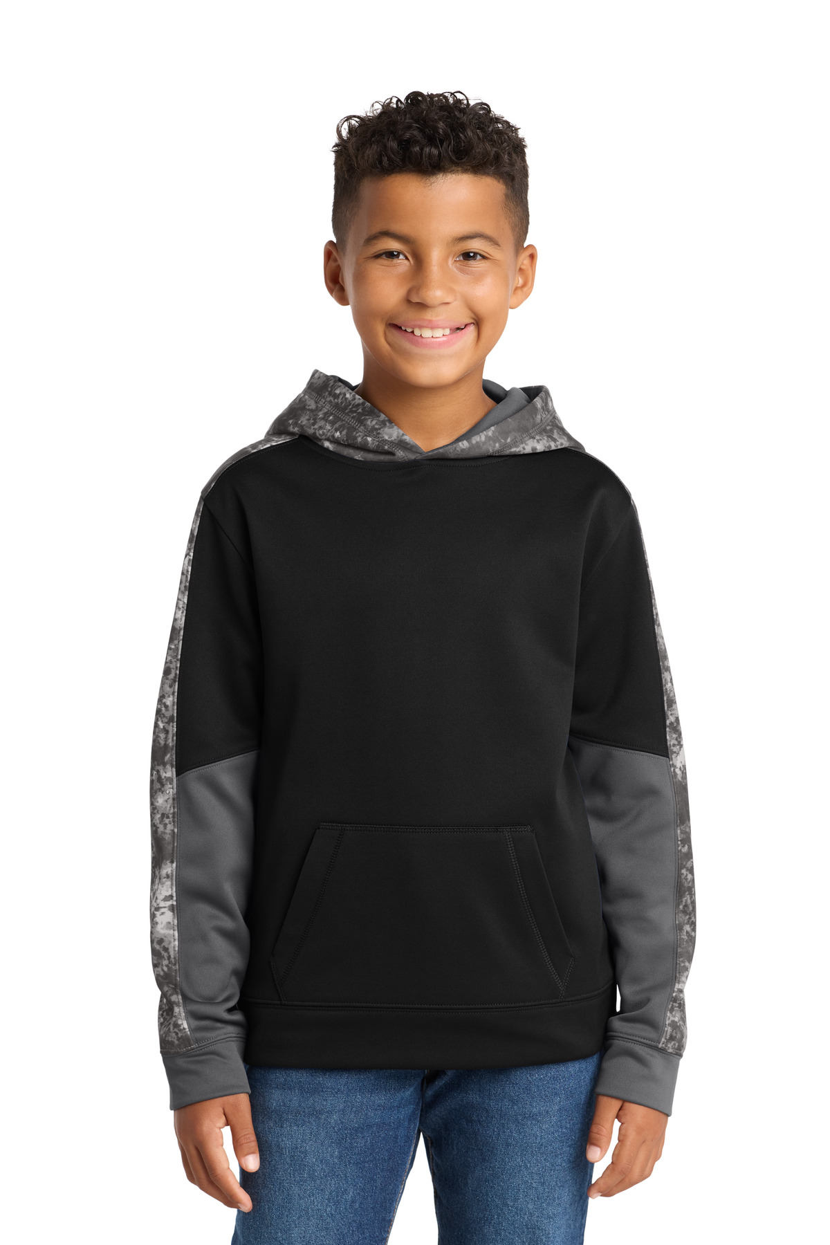 Sport-Tek ® Youth Sport-Wick ® Mineral Freeze Fleece Colorblock Hooded Pullover. YST231