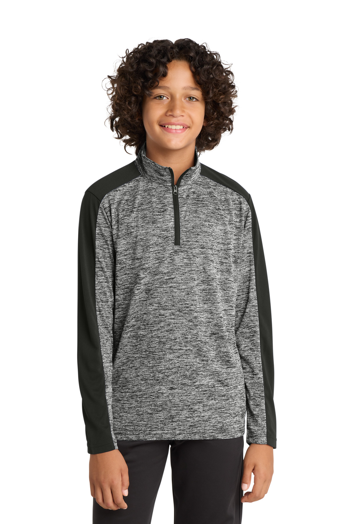 Sport-Tek ® Youth PosiCharge ® Electric Heather Colorblock 1/4-Zip Pullover. YST397