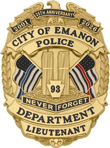 Smith & Warren September 11th 25th Anniversary badge S911_25A black red line